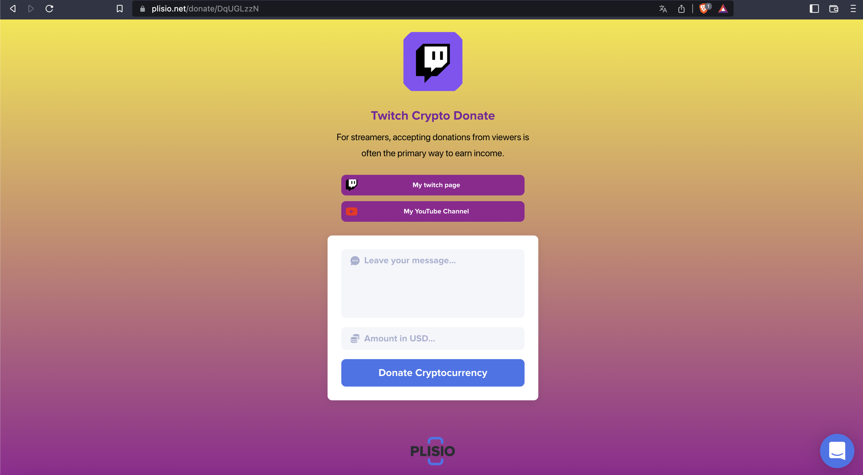 create twitch donate page