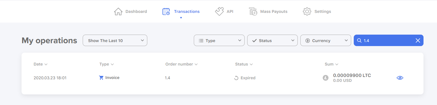 plisio transaction search