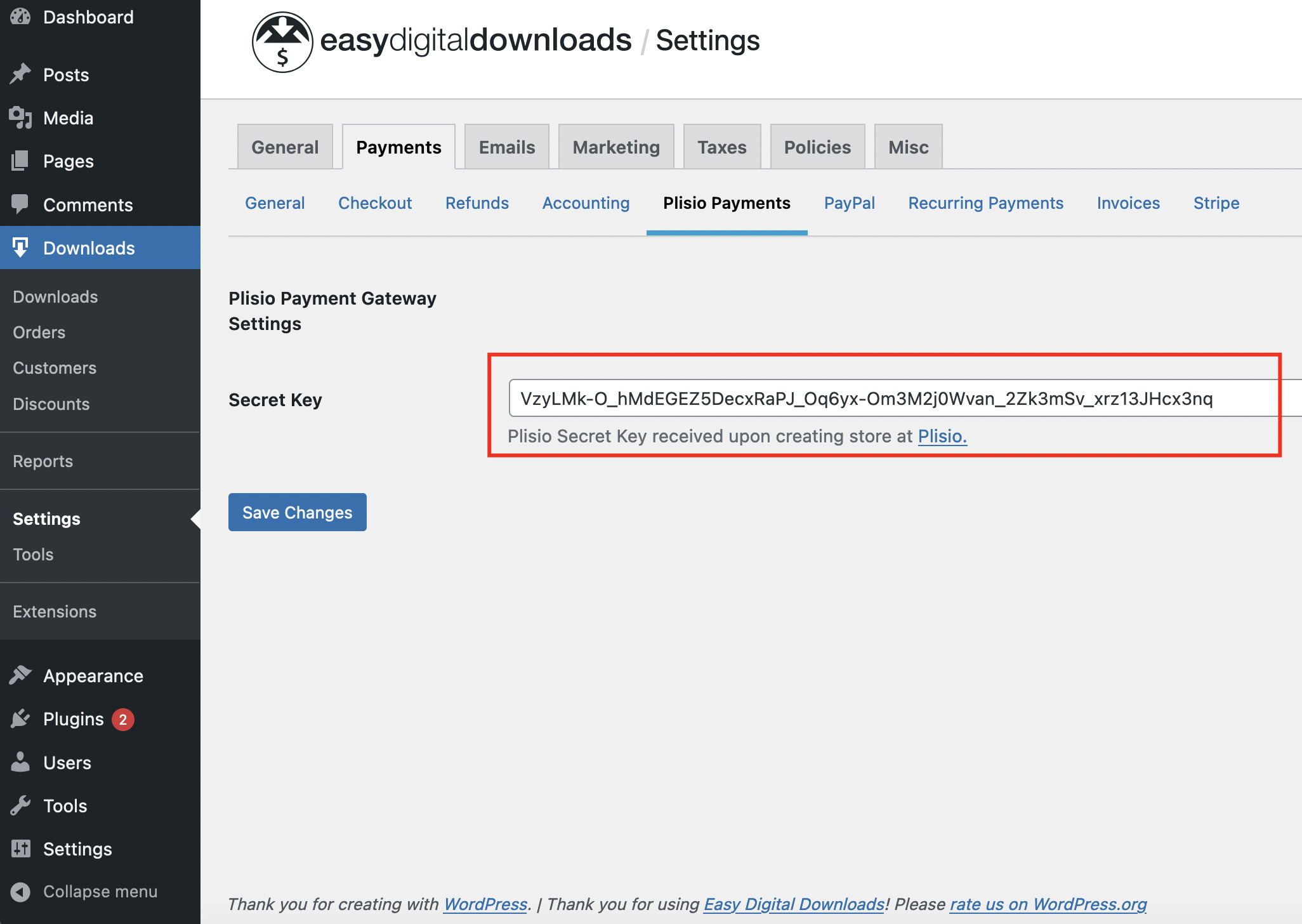 Easy Digital Downloads Cryptocurrency Payment Plugin Plisio