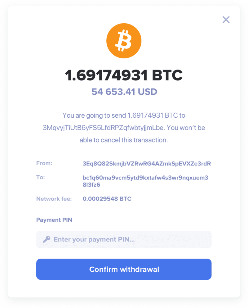 Confirm withdrawal